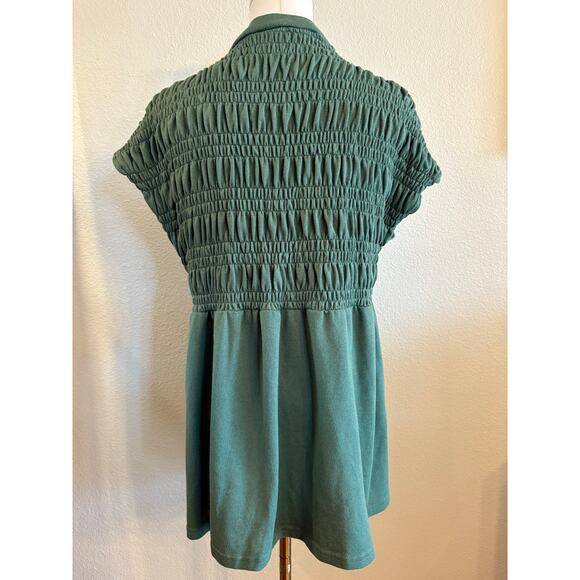 LULAROE Kaylin Cardigan Green Smocked Short Sleeve Fall Layering | Medium - Picture 3 of 7